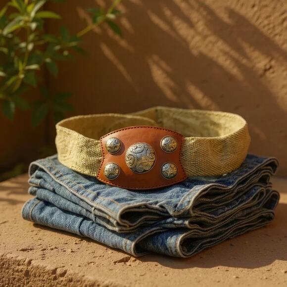 Vintage Omega Genuine Leather Waist Belt Decorative Element Size M/L NWOT main image 4